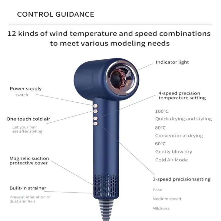 Sèche-cheveux avec contrôle numérique de la température